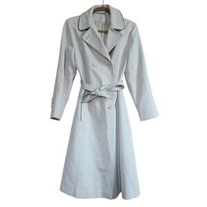 VTG 70s Forecaster of Boston Maxi Trench Coat Women 11/12 Belted Double Breasted